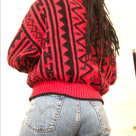 Vintage Graphic Red Sweater Lizwear 100% Cotton M - Picture 10 of 11